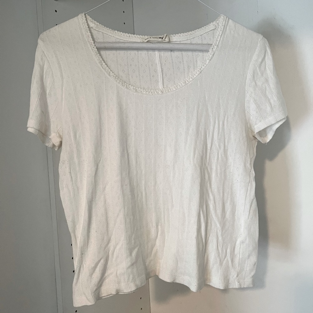 Rag & Bone Jean Cropped Pointelle Tee